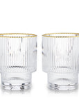 Deco Meridian Gold-Rimmed Crystal Tumblers - Set of 2