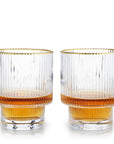 Deco Meridian Gold-Rimmed Crystal Tumblers - Set of 2