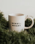 Merry & Bright Stoneware Coffee Mug - Christmas Decor & Gift