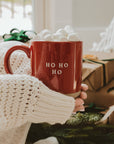 Ho Ho Ho Red Stoneware Coffee Mug - Christmas Decor