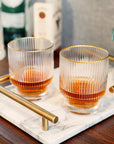 Deco Meridian Gold-Rimmed Crystal Tumblers - Set of 2