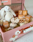 Baby Keepsake Suitcase | Rabbit Crochet  Teether | Hand-poured Soy Candle | New Mommy Gift Box