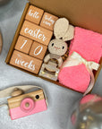 BABY SET | New Mom Gift Set | Baby Welcome Gift | Animal Crochet | Hygge Gift | Hair Claw | Baby Wooden Camera