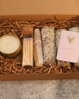 Hygge Gift Box with White Sage | Smudge Kit | Clean Energy | Cozy Gift Basket | Personalized Gift | Hand Poured Candle and Matches